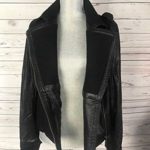 Free people faux black leather jacket Sz 6